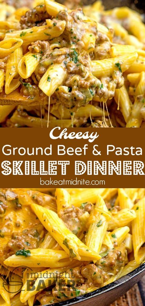 Ground Beef And Pasta, Beef And Pasta, Pasta Simple, Beef Skillet, Cheesy Ground Beef, Resep Pasta, Pasta Skillet, Pasta Vegetariana, Ground Beef Pasta