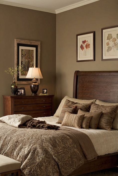 Get ready to transform your space with Sherwin Williams Tony Taupe, the perfect warm wood hue for adding cozy elegance. Discover the secrets to creating a stylish and inviting atmosphere with this versatile color. #ad     #Colortrend #wallpaint2024  #color2024  #DIYpainting  ##DIYhomedecor  #Fixhome Sherwin Williams Utaupeia, Cozy Taupe Bedroom, Quiver Tan Sherwin Williams, Light Brown Paint Colors Bedrooms, Brown Trim Bedroom, Tan Walls With Accent Wall, Brown Bedroom Color Palette, Mushroom Color Bedroom, Taupe Room Bedroom