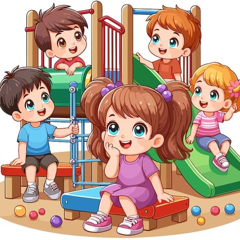 Happy cartoon kids playing vector illust... | Premium Vector #Freepik #vector #dog #cartoon #childhood #playground Cartoon Childhood, Illustration Children, Logo Character, School Wall Art, Happy Children, Dog Cartoon, Flower Painting Canvas, Happy Cartoon, Android Wallpaper Flowers