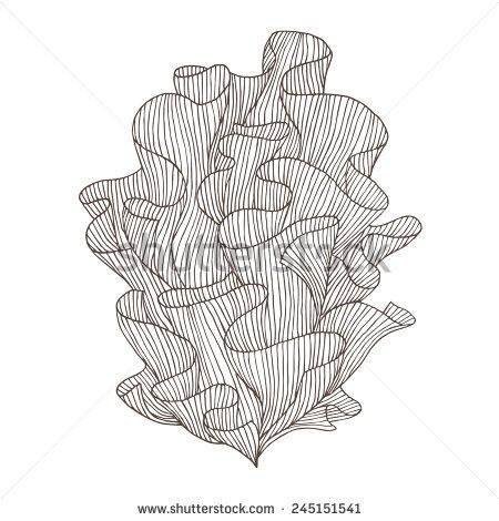 Abstract hand drawn illustration. Decorative design element. Vector sketch of coral. - stock vector Coral Tattoo, Coral Drawing, Kunstjournal Inspiration, Coral Art, Abstract Hand, Vector Sketch, Sea Coral, 수채화 그림, Hand Drawn Illustration