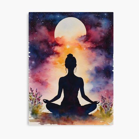 Get my art printed on awesome products. Support me at Redbubble #RBandME: https://www.redbubble.com/i/canvas-print/Yoga-girl-Meditating-Silhouette-Spiritual-Meditation-Art-by-Arwen-Art/154030839.5Y5V7?asc=u Yoga Drawings Art, Meditation Painting Spiritual, Yoga Painting Ideas On Canvas, Life Journey Illustration, Meditation Painting Ideas, Yoga Painting Ideas, Meditating Silhouette, Girl Meditating, Yoga Art Painting