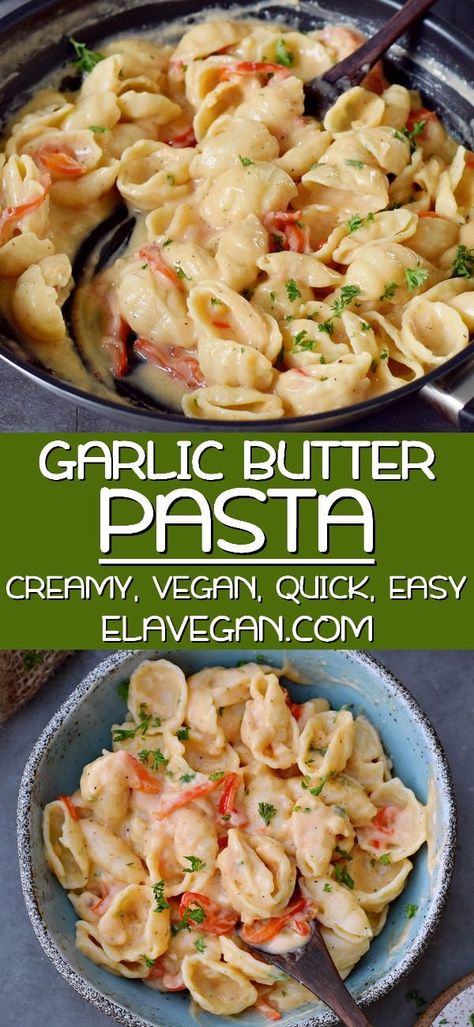 Vegan Sauce Recipes, Garlic Butter Pasta, Vegan Sauce, Vegan Pasta Dish, Dairy Free Recipes Dinner, Dairy Free Pasta, Pasta Easy, Pastas Recipes, Dairy Free Dinner