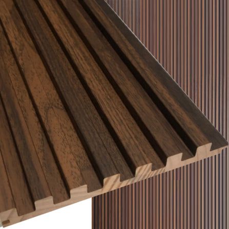 Slat Wood Wall Paneling Cladding — YouShouldHaveIt Hardwood Wall, Deck Railing Ideas, Wood Wall Paneling, Kitchen Revamp, Wood Wall Panel, Wall Cladding Panels, Railing Ideas, Look Wallpaper, Wood Slat Wall