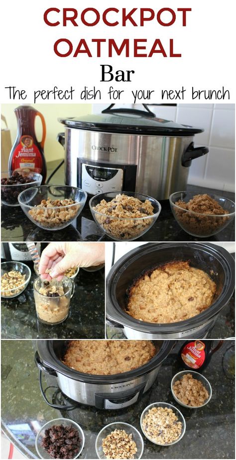 Crockpot Oatmeal, Oatmeal Bar, Slow Cooker Oatmeal, Oatmeal Breakfast Bars, Brunch Bar, Breakfast For A Crowd, Oatmeal Bars, Crock Pot Cooking, Breakfast Buffet