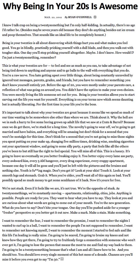 Why Being in Your 20s is Awesome - This is so perfect! Youth is f***ing magic!!! Being In Your 20s, Your 20s, Self Healing Quotes, Get My Life Together, Note To Self Quotes, Happy Words, Self Quotes, Healing Quotes, Life Advice