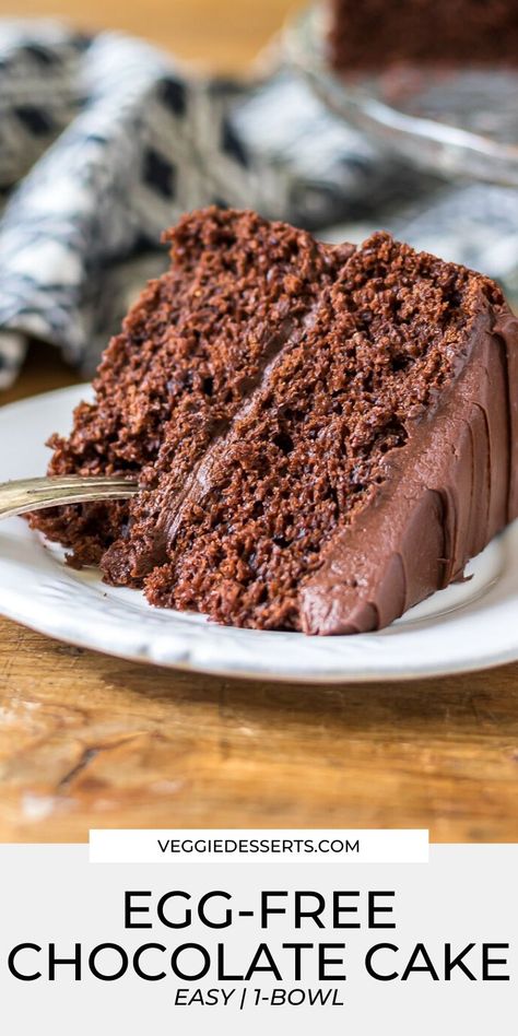 Chocolate Eggless Cake Recipe, Egg Less Cake Recipe, Dairy Free Chocolate Cake Recipe, Cake Without Egg, Egg Free Chocolate Cake, Best Vegan Chocolate Cake, Veggie Desserts, Cake Recipes Without Eggs, Vegan Chocolate Cake Recipe