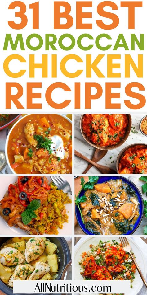 Feast on the flavors of Morocco with our deliciously easy chicken recipes. Unforgettable family dinner ideas or satisfying and healthy meals for two, packed with rich spices and nutrients. Discover easy to follow recipes that will not only satisfy your cravings but also nourish your body. Morocco Recipes, Moroccan Foods, Moroccan Chicken Recipe, Moroccan Recipes, Middle East Food, Moroccan Cooking, Tagine Recipes, Moroccan Dishes, Delicious Low Carb Recipes