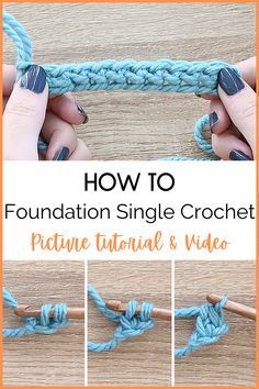 Foundation Crochet Chainless, Foundation Stitch For Crochet, Chainless Single Crochet Foundation, How To Start 2nd Row Crochet, How To Start Crochet Without Chain, Center Single Crochet Tutorial, How To Crochet Chain Stitch, Foundation Sc Crochet, Foundationless Single Crochet