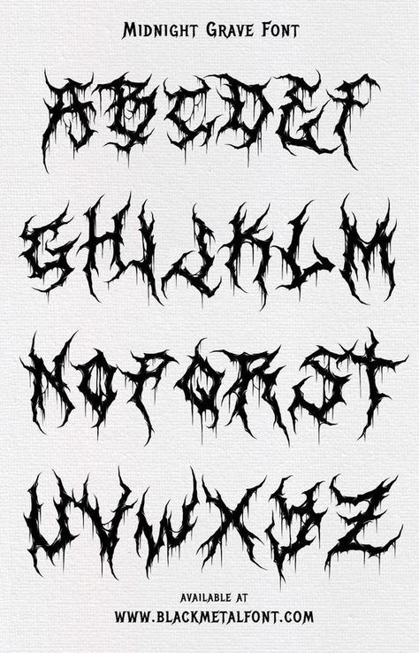 Black Metal Font, Cool Fonts Alphabet, Alfabet Font, Tattoo Lettering Styles, Graffiti Text, Graff Art, Metal Font, Graffiti Words, Graffiti Lettering Fonts