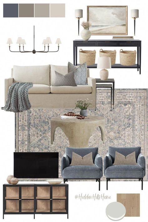 Havenly Living Room, Navy Living Rooms, Beige Living Rooms, Living Room Color Schemes, Neutral Living Room, Coastal Living Room, Transitional Living Rooms, Blue Living Room, Living Room Inspo