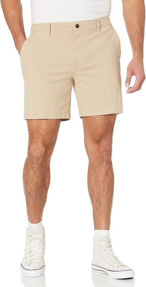 Amazon.com: Amazon Essentials Men's Slim-Fit 7" Lightweight Comfort Stretch Oxford Short (Previously Goodthreads) : Clothing, Shoes & Jewelry Paisley Shorts, Amazon Essentials, Mens Essentials, Khaki Shorts, Slim Fit Men, Chucks Converse, Swim Shorts, Effortless Style, Shoes Jewelry