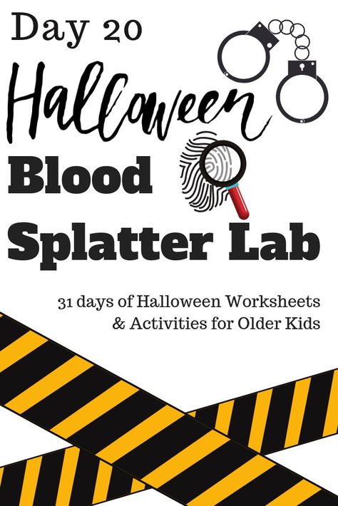 Blood Splatter Lab Forensic Biology, Halloween School Activities, Anatomy Classroom, Stem Activities Middle School, Halloween Science Activities, Halloween Stem Activities, Halloween Lesson Plans, Halloween Classroom Activities, Sixth Grade Science