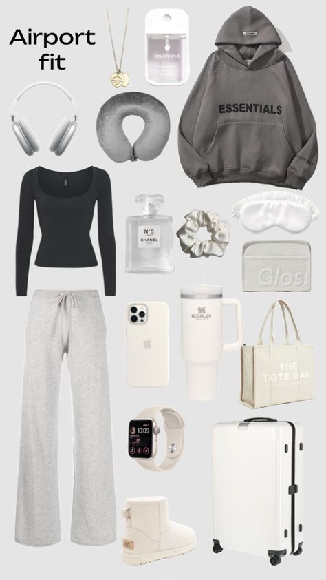 Aeroport Outfit, Road Trip Outfit Ideas, Stockholm Outfits, Cute Airport Outfit, Comfy Airport Outfit, Trip Hacks, Airport Fit, Cute Travel Outfits, Airplane Outfits