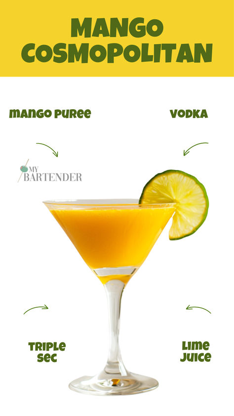 Mango Cosmopolitan Mango Vodka Drinks Recipes, Mango Cocktails, Bridal Breakfast, Mocktails Recipes, Triple Sec Cocktails, Classic Vodka Cocktails, Cosmopolitan Cocktails, Mango Vodka, Vodka Cocktails Easy