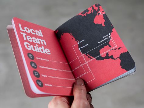 Facebook's Local Team Booklet by Dave Keller for Underbelly on Dribbble Resource Guide Design, Guide Booklet Design, Travel Guide Layout Design, Pocket Guide Design, Tourist Guide Design, Guidebook Design Layout, Travel Booklet Design, Guide Book Design Layout, Guide Book Layout