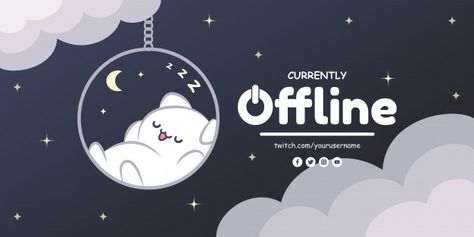 Cute currently offline banner background... | Premium Vector #Freepik #vector #banner #template #social-media #cat Twitch Streaming Setup, Gfx Design, Streaming Setup, Overlays Cute, Paper Cut Design, Cute Banners, Vector Banner, Twitch Channel, Header Banner