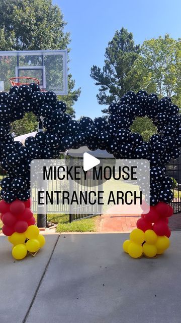 SAY IT WITH BALLOONS LLC on Instagram: "Mickey Mouse themed entrance arch ❤️💛🖤

Here some details:
7 ft metal arch - Amazon 
3 ft hula hoop x 2 ears @homedepot
30 clusters calibrated 11” @larocks_wholesale 
20 clusters calibrated 8” @qualatex 

#cltballoons #charlottemoms #mickeymouseparty #charlottemom #happybirthday #cltmom #cItmoms #cItballoonartist
#balloonentrance #charlotteballoons #firstbirthdayideas #charlotteballoonsartist #firstbirthday #mickeymouseballoonarch #cltkids #mickeymousebirthday" Entrance Arch, Mickey Mouse Balloons, Classic Mickey Mouse, Metal Arch, Mouse Party, Mickey Mouse Party, Mickey Mouse Birthday, Minnie Mouse Party, Hula Hoop