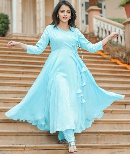 Long Umbrella Churidar Blue Colour Suit, Pretty Dresses For Women, Shrenu Parikh, Blue Colour Dress, Maxi Dress Designs, Churidar Designs, Palazzo Suit, Dresses Classy, Designer Kurtis