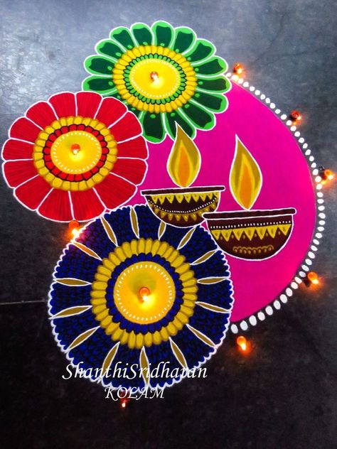 Beautiful Diya Rangoli Design for this #diwali2019 #rangoli #rangolidesigns Festival Tips, Happy Diwali Rangoli, Rangoli Designs For Diwali, Diwali Rangoli Designs, Rangoli Designs For Competition, Diya Rangoli, Rangoli Designs Simple Diwali, Rangoli Simple, Easy Rangoli Designs Diwali