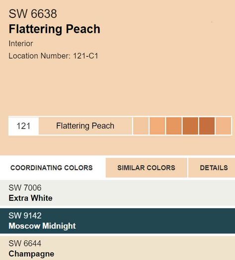 Sherwin Williams Flattering Peach SW 6638 Paint Color - Interiors By Color Sw Peach Paint Colors, Sherwin Williams Nearly Peach, Peach House Exterior Paint Colors, Outside House Paint Colors, Orange Bedroom Walls, Peach Paint Colors, Outside House Paint, Orange Paint Colors, Peach Paint