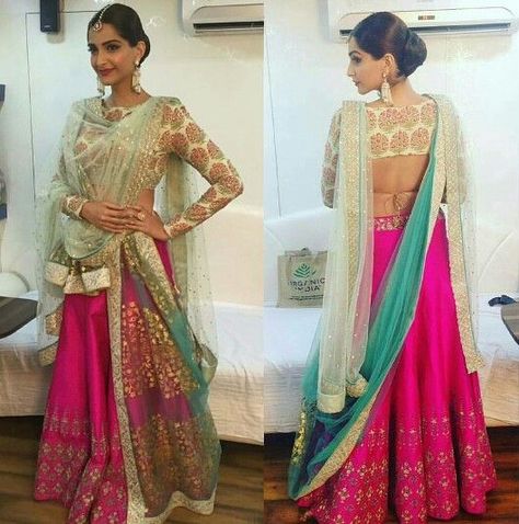 11 Cool-Girl Ways to Drape a Double Dupatta! (The 10th One Is Our Fav!) | WedMeGood Sonam Kapoor Lehenga, Double Dupatta, Dupatta Draping Styles, Indian Wedding Guest Dress, Dupatta Draping, Desi Attire, Drape Sarees, Indian Saris, Lehenga Style