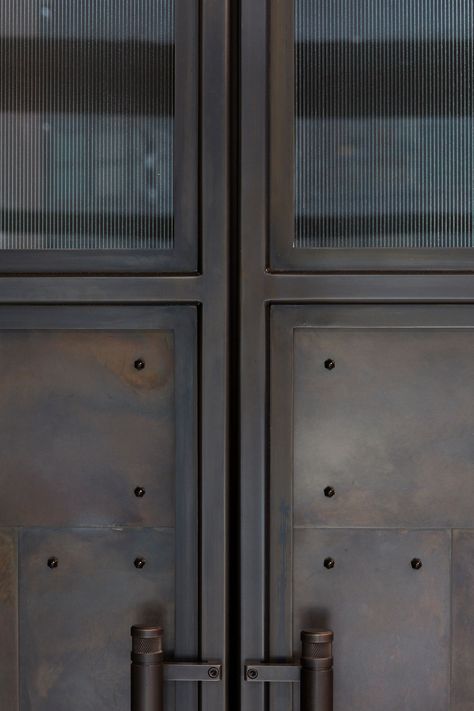 Driftwood Chandelier, Steel Doors And Windows, Metal Doors Design, Garage Loft, Industrial Door, Vintage Cupboard, Window Glazing, Joinery Details, The Forge