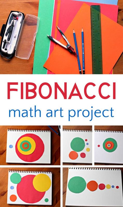 Math Art Lessons Elementary, Math And Art Activities, Fibonacci Math Art, Integrating Art Into Math, Math In Art Projects, Math Art Projects Upper Elementary, Maths And Art, Math And Art Integration, Maths Art Integrated Project Ideas