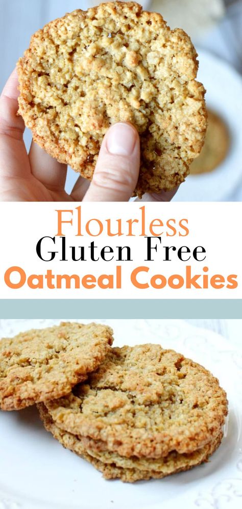 Flourless Oatmeal Cookies Recipes, Healthiest Oatmeal Cookies, Easy Gf Oatmeal Cookies, Oatmeal Flour Cookies Recipes, Simple Healthy Oatmeal Cookies, Oatmeal Peanut Butter Cookies No Flour, Flour Less Cookies, Low Carb Oatmeal Cookies Recipes, Flat Oatmeal Cookies