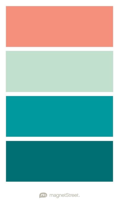 Coral, Celadon, Teal, and Custom Teal Wedding Color Palette - custom color palette created at MagnetStreet.com Custom Refrigerator, Pintura Exterior, Wedding Color Palette, Wedding Color, Baby Boy Nurseries, Wedding Color Schemes, Colour Schemes, Room Colors, My New Room