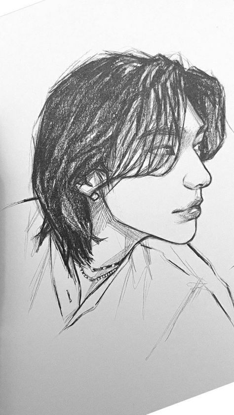 hhj art ref Sketch Kpop, Straykids Fanart, Korean Painting, Children Sketch, Pen Art Drawings, Skz Hyunjin, Kpop Drawings, Easy Doodles Drawings, Easy Drawings Sketches