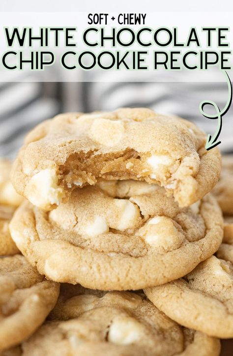 Thick White Chocolate Chip Cookies, Nestle Toll House White Chocolate Chip Cookies, Easy Desserts With White Chocolate Chips, White Chip Chocolate Cookies, Healthy White Chocolate Chip Cookies, Toll House White Chocolate Chip Cookies, White Choc Cookies, White Chocolate Chip Cookies Gluten Free, Walnut White Chocolate Chip Cookies