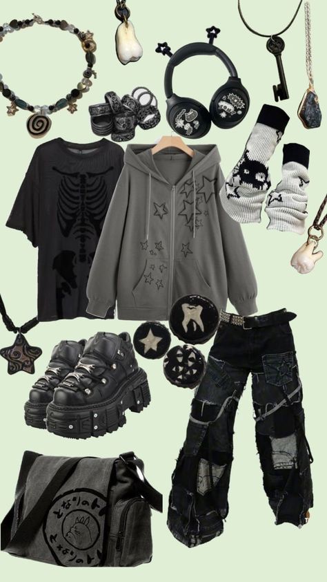 Die Optionen für die Grunge-Sparsamkeitsbox sind Mix and Match Grunge Fits, Silly Clothes, Look Grunge, Mode Emo, Mode Grunge, Cooler Style, Alt Outfits, Idee Cosplay, Mode Kpop