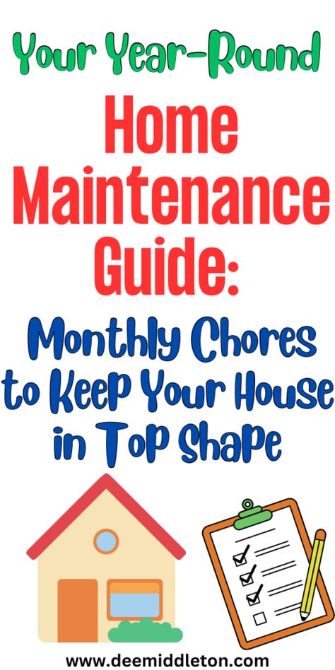 Your Year-Round Home Maintenance Guide: Monthly Chores to Keep Your House in Top Shape - deemiddleton.com Homeowner Tips And Tricks, Yearly Home Maintenance Schedule, Monthly Home Maintenance Checklist, Monthly Chores, Cleaning Air Vents, Home Maintenance Schedule, Home Maintenance Tips, Homeowner Tips, Home Safety Tips