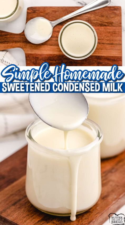 Homemade Sweetened Condensed Milk Recipes Easy, Condensed Milk Uses, Condensed Milk Substitute, Condensed Milk Recipes Easy, Sugar Free Condensed Milk, Homemade Sweetened Condensed Milk, Homemade Condensed Milk, Sweetened Condensed Milk Recipes, Goat Milk Recipes