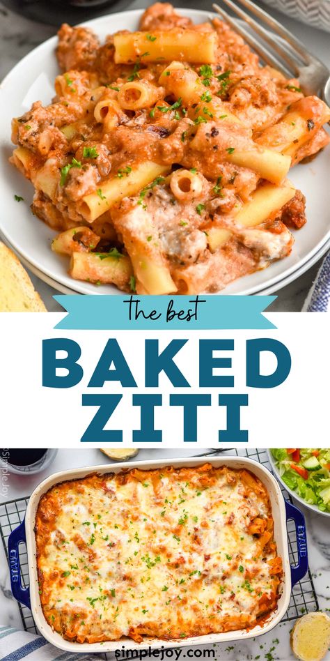 Ziti Casserole Baked, Baked Ziti With Ricotta No Meat, Easy Ziti, Most Popular Dinner Recipes, January Meals, Ziti With Sausage, Canning Peppers, Baked Ziti With Sausage, Easy Baked Ziti