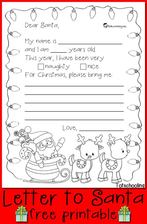 FREE Letter to Santa that kids can use to write their Christmas wish list. Great for practicing writing and coloring. Santa Envelope, A Letter To Santa, Santa Printable, Letters Printable, Santa Coloring Pages, Santa Template, Santa Letter Printable, Santa Letter Template, Christmas Worksheets