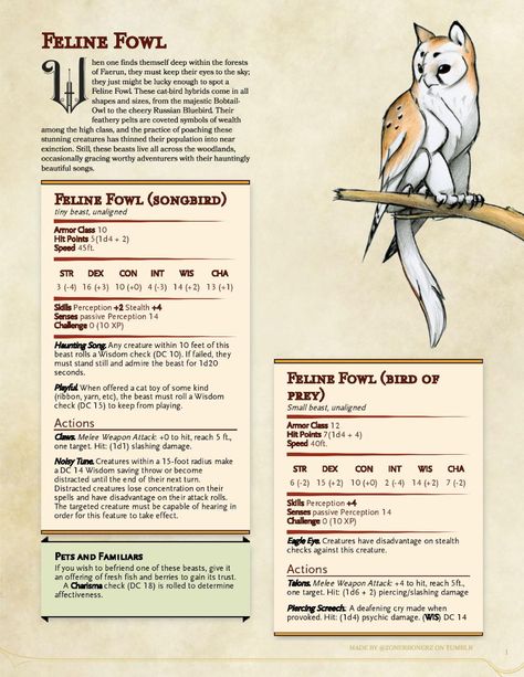 If, by chance, you are still creating homebrew... - Bachelor Nation Feline Fowl Dnd, Custom Dnd Creatures, Dnd Beast Companion, Dnd Animal Companion Art, Dnd Bat People, Flying Mounts Dnd, Dnd Animals 5e, D&d Creatures Monsters, Dnd Pets Art