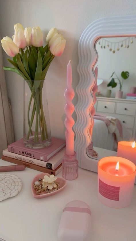 Candles Preppy, Danish Room, Girl Therapy, Pink Rooms, Pinterest Room, Pink Dorm, Aesthetic Candle, Aesthetic House, Pink Room Decor