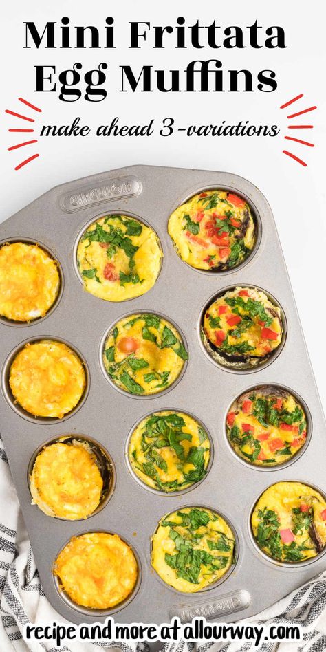 These high-protein mini frittata breakfast cups are filling, extremely tasty, and won’t create a mess in the kitchen - perfect for breakfast with the family or to pack for lunch! Take them on road trips and camping. The eggs cups are very convenient. Breakfast Muffin Quiche Recipes, Healthy Breakfast Egg Muffins Recipes, Veggie Frittata Muffins, Muffin Cup Frittata, Cupcake Omelette Breakfast Recipes, Egg Cups Breakfast Healthy Low Carb, Omelette Cups Egg Muffins, Ww Egg Cups Breakfast, Muffin Tin Egg Cups