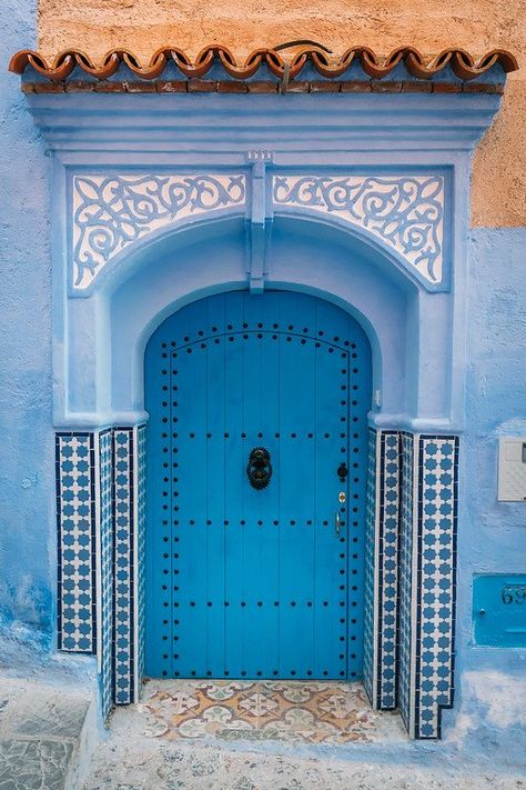 CHEFCHAOUEN, MOROCCO: Welcome to Chefchaouen, the blue city of Morocco. It’s famous for all the houses and shops painted different shades of blue. A magical place to get lost in! Click here to find out more!   #Morocco #Africa #BlueCity #Travel #CityTravel #TravelInspiration Morrocan Doors, Moroccan Doors, Chefchaouen Morocco, Blue Doors, Different Shades Of Blue, Gorgeous Doors, Door Entryway, Cool Doors, Morocco Travel