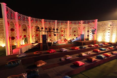 Qawwali Night Decor, Qawali Decor, Qawali Night Decor, Wedding Ideas Seating, Seating Ideas Wedding, Sufi Night Decor, Sangeet Decoration Night Indoor, Qawwali Night, Sufi Night