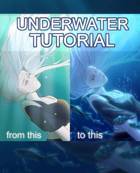 Underwater Tutorial, Underwater Drawing, Underwater Painting, Concept Art Tutorial, Underwater Art, Coloring Tutorial, Digital Painting Tutorials, Wow Art, Anime Drawings Tutorials