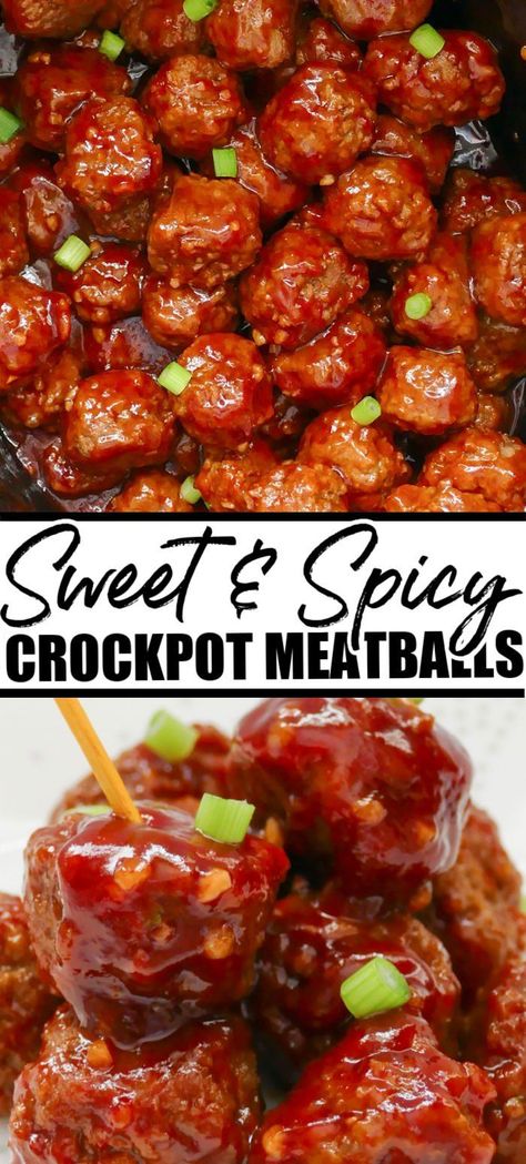 Meatballs In The Crockpot, Frozen Meatballs Crockpot, Sweet And Spicy Meatballs, Crockpot Meatballs, Meatball Appetizer Recipe, Meatball Recipes Crockpot, Slow Cooker Appetizers, Sweet N Spicy, Crockpot Appetizers