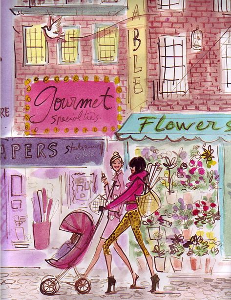 Izak Zenou Illustrations, Girly Paintings, Izak Zenou, Henry Bendel, Diy Canvas Frame, Flower Shopping, Girly Graphics, Monday Coffee, Drawing Style