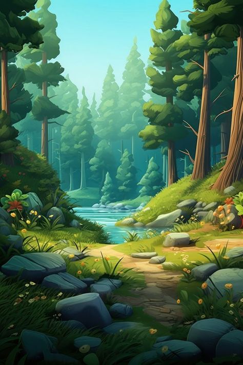 Cartoon Forest Background Illustrations, Forest Images Landscapes, Dense Forest Drawing, Illustration Art Forest, Forest Landscape Illustration, Forest Background Drawing Reference, Woodland Scene Illustration, Animated Forest Background, Cute Forest Background