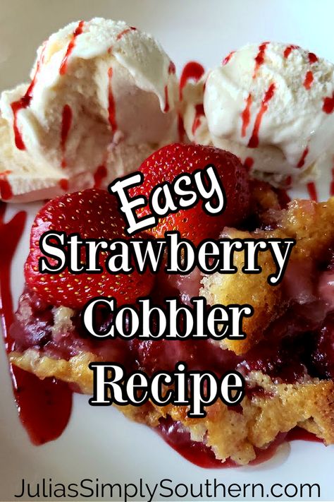 Easy Strawberry Cobbler Recipe Easy Strawberry Cobbler, Easy Cobbler Recipe, Fresh Strawberry Cobbler, Strawberry Cobbler Recipe, Cobbler With Bisquick, Easy Cobbler, Strawberry Cobbler Recipes, Oat Cake Recipes, Crisp Recipes