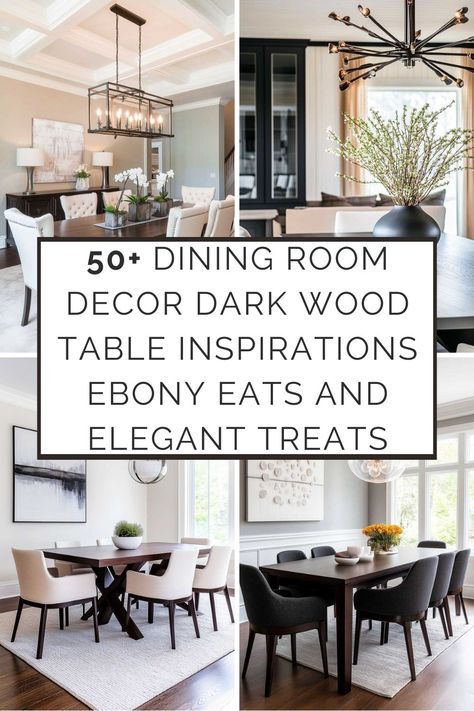 🍽️🌟 Attention, dining aficionados and decor devotees! Ready to turn your dining room into a feast for the eyes that rivals the delicacies on your plate? We've polished up 50+ dining room decor dark wood Dark Dining Room Furniture, Black And Wood Dining Room Ideas, Dining Room Table With Dark Wood Floors, Dining Room Decor Dark Wood Table, Dining Room With Dark Table, Dining Room Decor Dark, Room Decor Dark Wood, Black Dining Table Decor, Dark Wood Dining Room Table