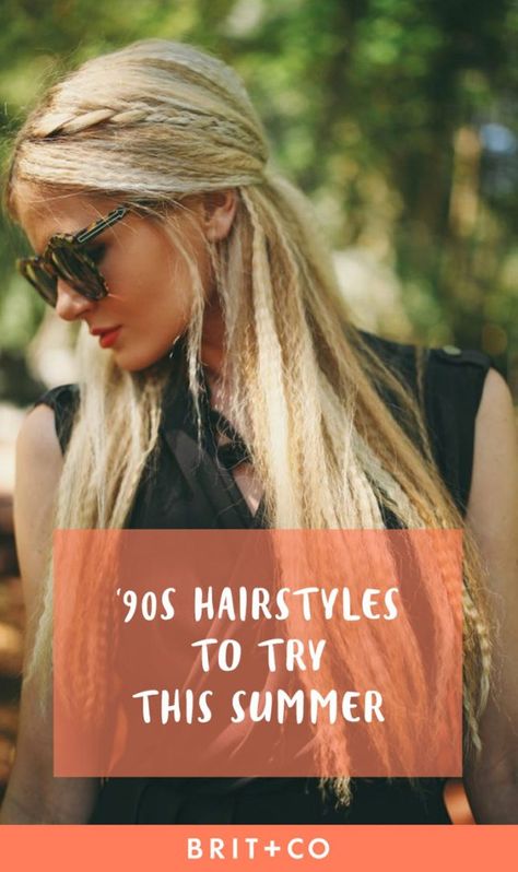 Every ’90s Hairstyle You’ll Want to Rock All Summer Long | Brit + Co 90 Hairstyles 90s Hair, Hairstyles Halloween, 2000s Hair, Men Prom, Gold Hair Piece, 90’s Hairstyles, Halloween Hairstyles, Hairstyle Long, Hairstyle Short