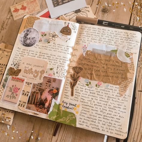 Scrap Board Ideas, Cottagecore Scrapbook Ideas, Art Journal Scrapbook, Collage Journal Aesthetic, Junk Journal Themes, Aesthetic Journal Ideas Vintage, Journal Ideas Aesthetic Vintage, Scrapbook Journal Ideas Creative, Visual Journal Ideas