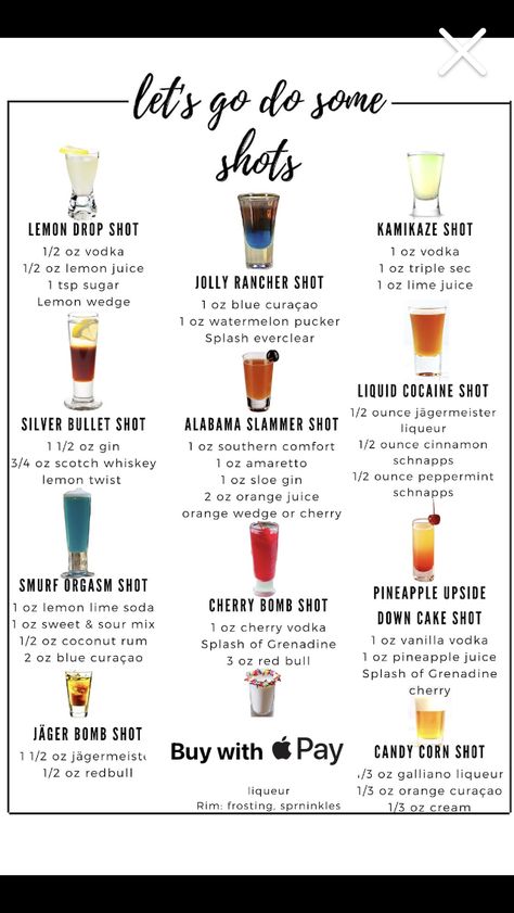 Bar Drink Recipes, Thanksgiving Menu Ideas Southern, Shots Alcohol Recipes, Thanksgiving Menu Ideas Traditional, Types Of Drinks, Bartender Recipes, Different Drinks, Bartender Drinks Recipes, Bar Shots